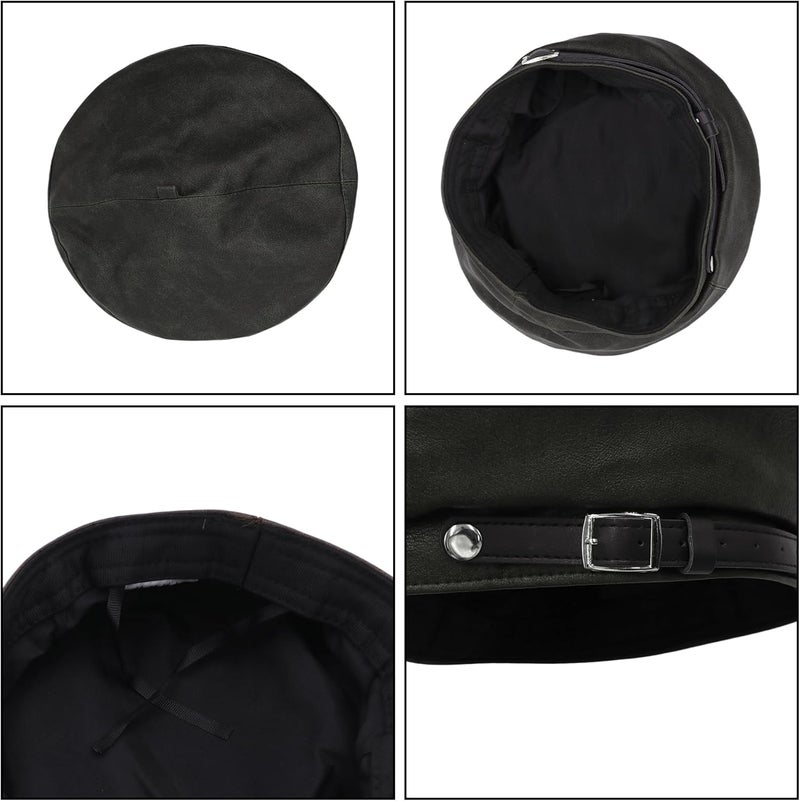 MINGSEECESS Women PU Leather French Black Beret Hat Causal Beanie Hat - Image 5
